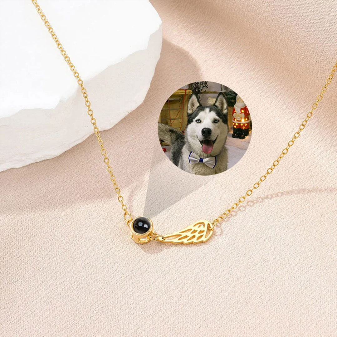 For Memorial - Wings projection photo custom necklace