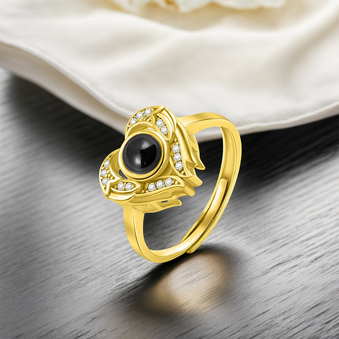 For Memorial-Heart Shaped Angel Wings Customized Photo Ring