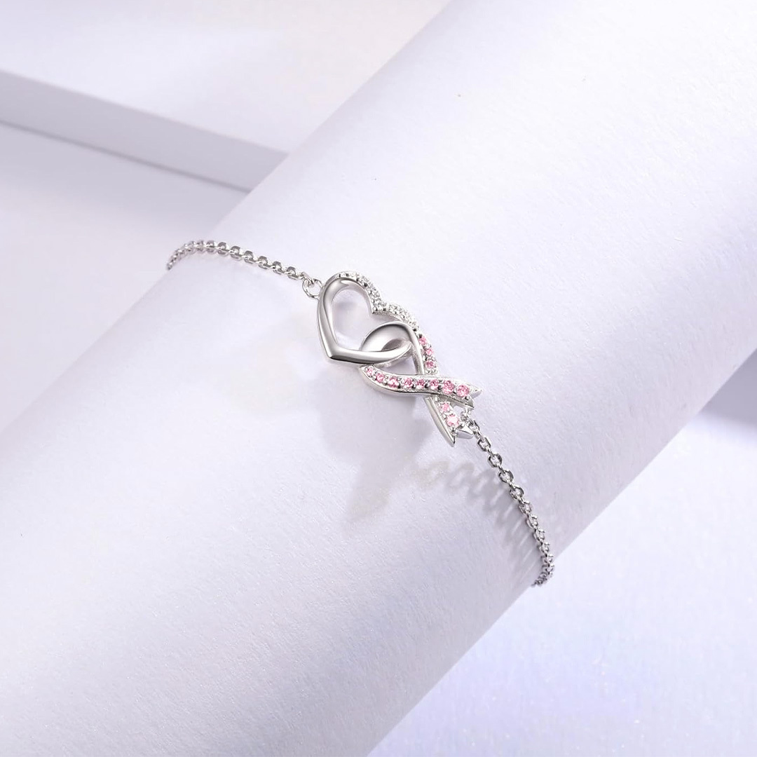 Breast Cancer Awareness Love Pink Ribbon Bracelet