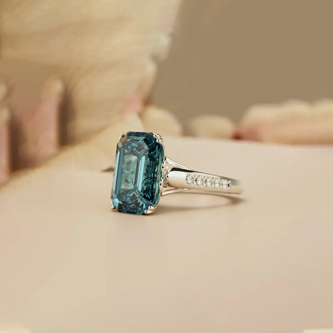 A self-Reminder You are still enough-Emerald-Cut Sculpted Ring 