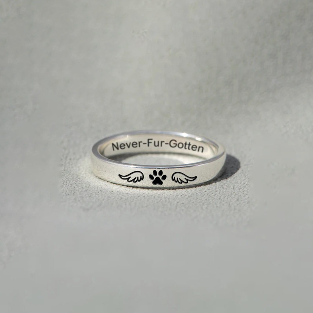To My Furbaby in Heaven -Paw Print Wings Circle Ring
