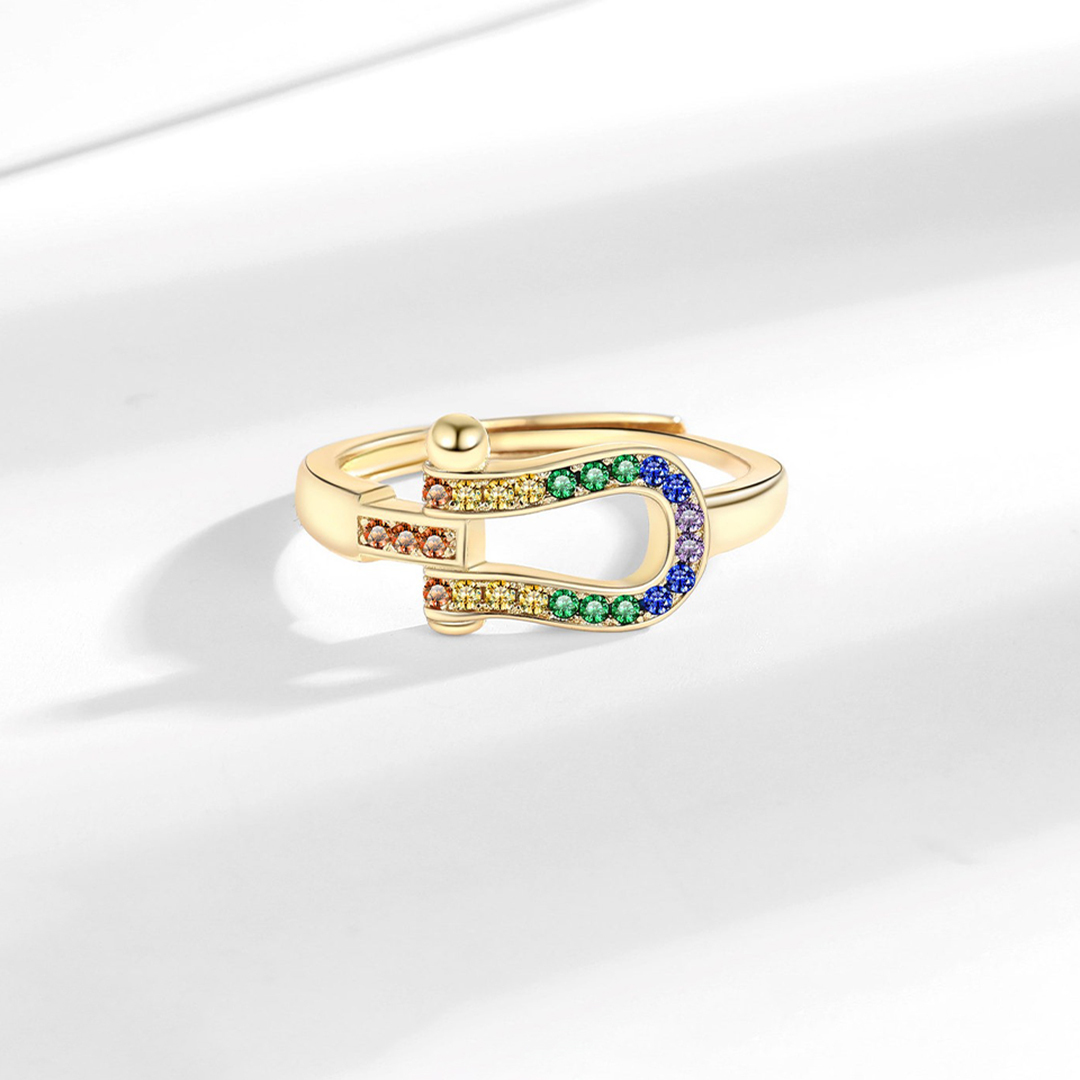 Autism Awareness-Horseshoe buckle adjustable ring