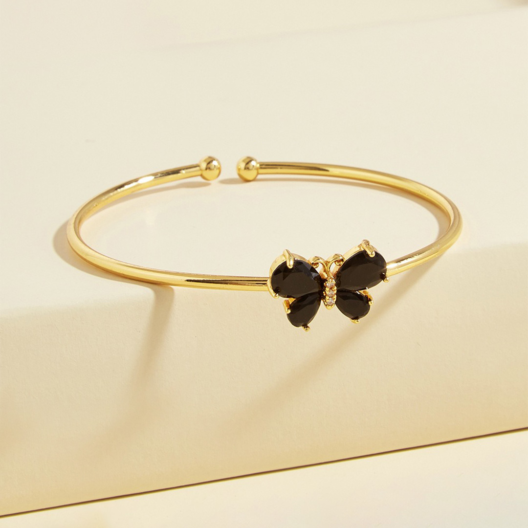 For memorial-Crystal Butterfly Open Bracelet