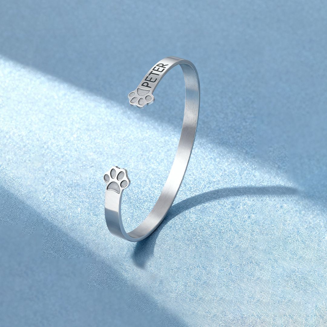 To My Furbaby in Heaven Paw print name custom bracelet