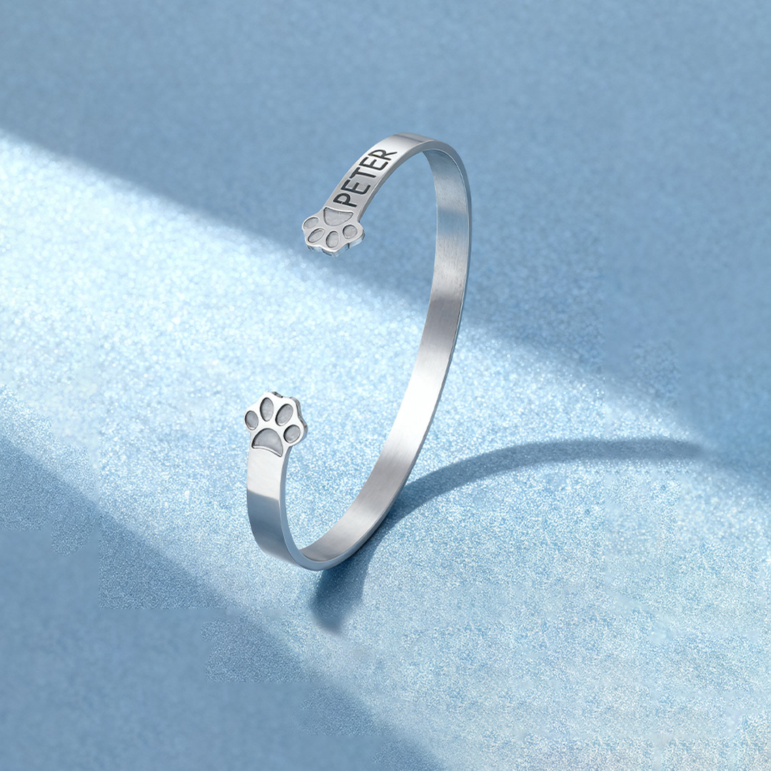 To My Furbaby in Heaven Paw print name custom bracelet