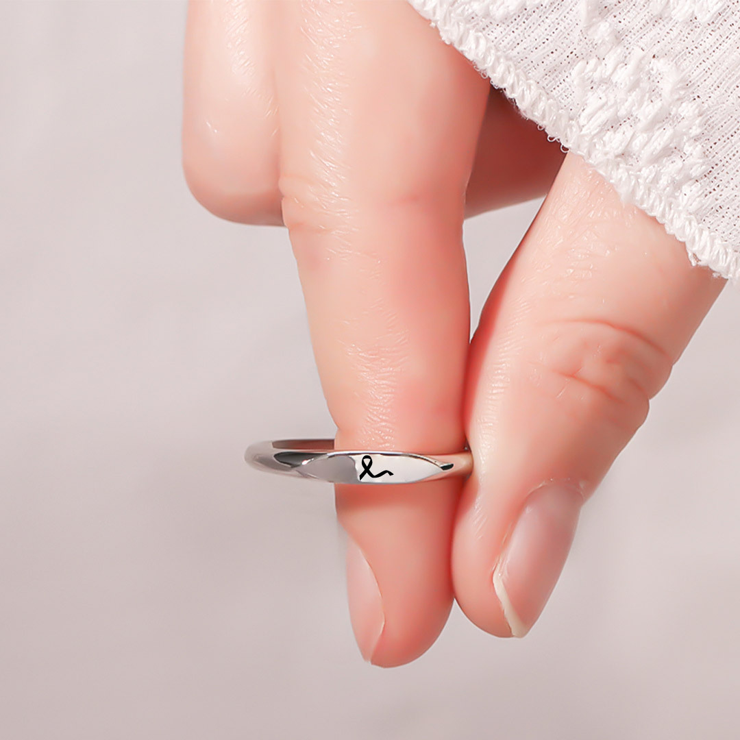 Breast Cancer Awareness-Support the fighters Thin ribbon ring