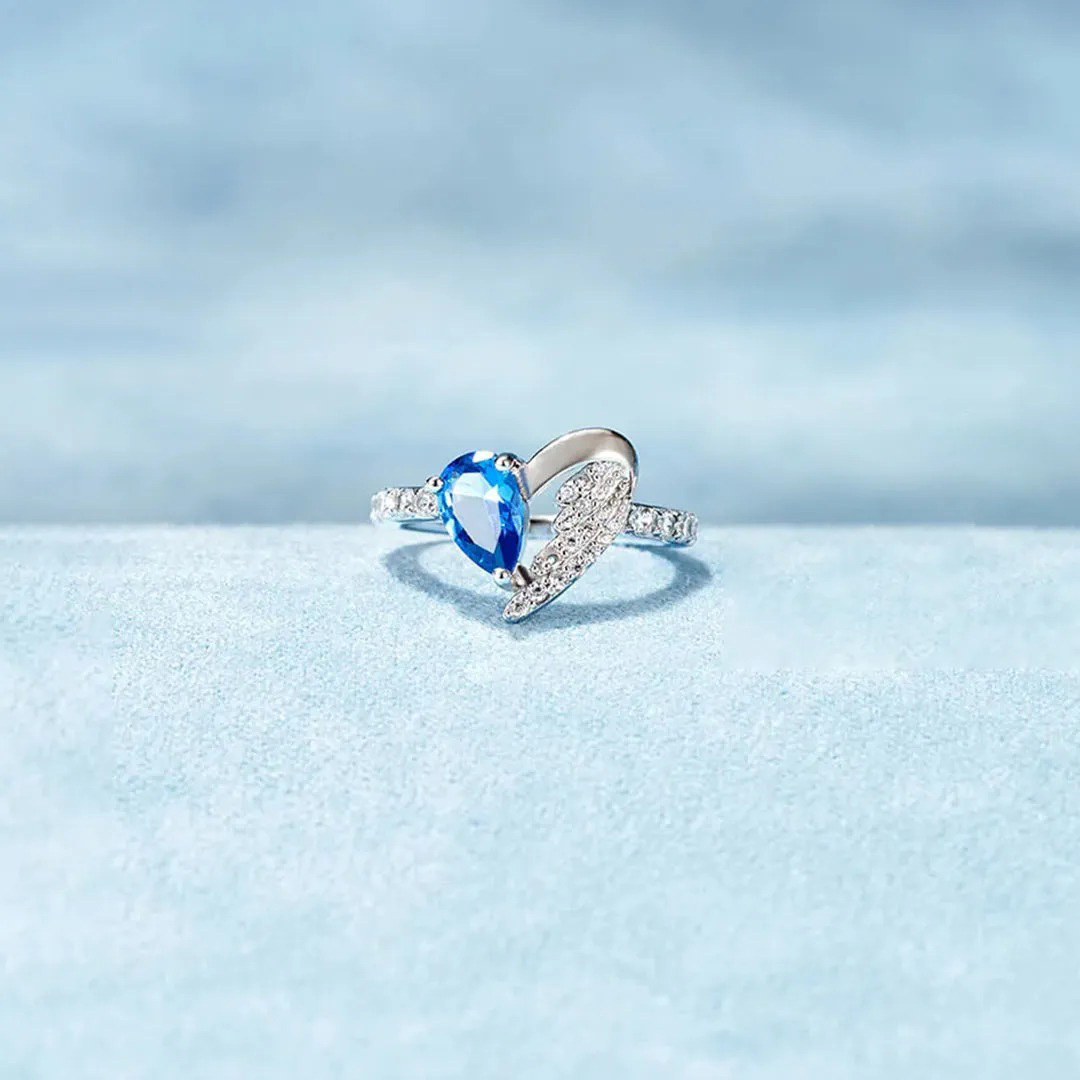 For Memorial - I  a wife to a husband with wings Heart Wings Ring