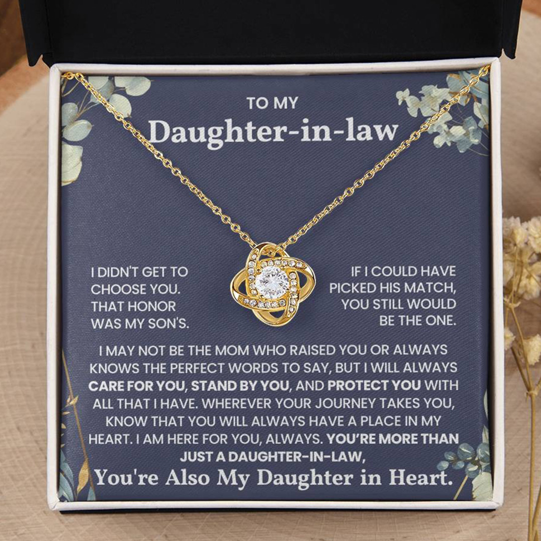 To My Daughter-in-Heart– Always Here for You Love Knot Necklace