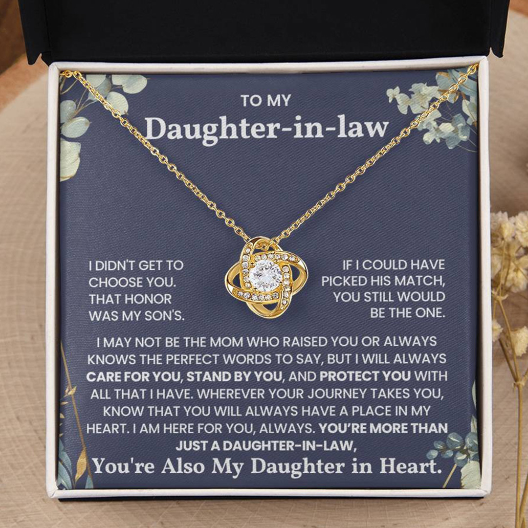 To My Daughter-in-Heart– Always Here for You Love Knot Necklace