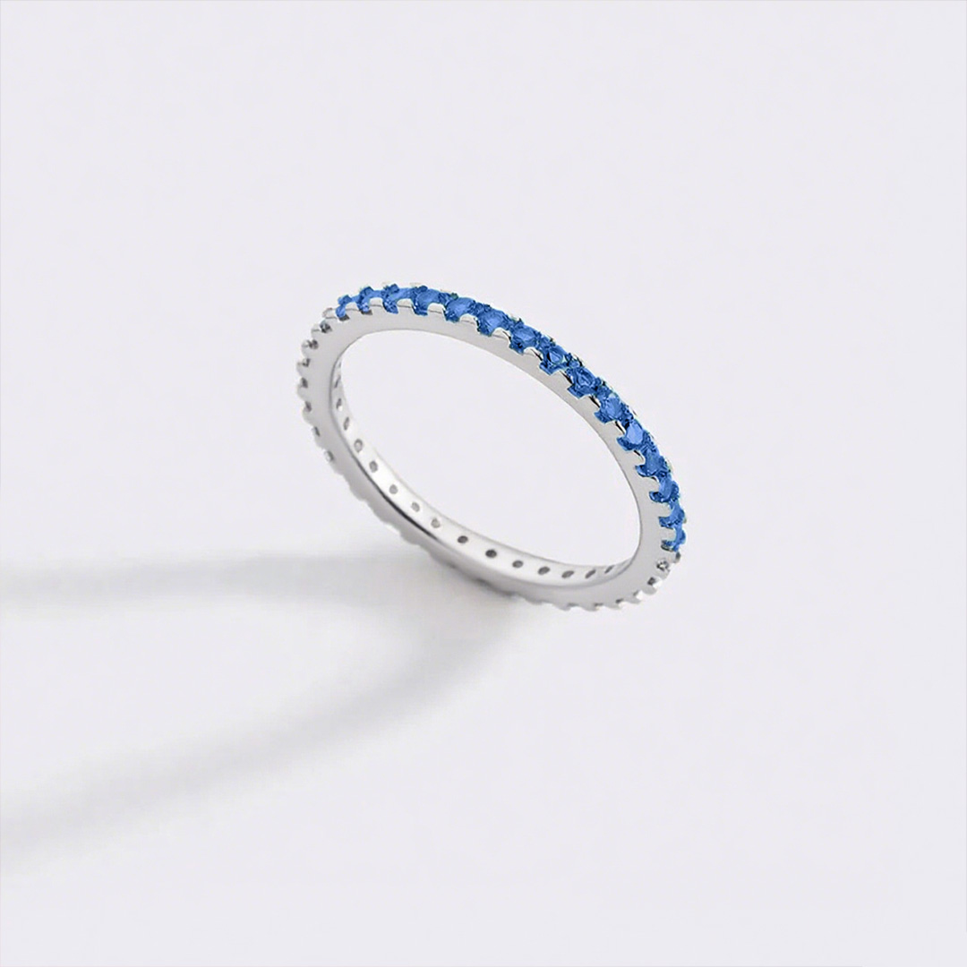 Blue Crushed Crystal Circle Ring