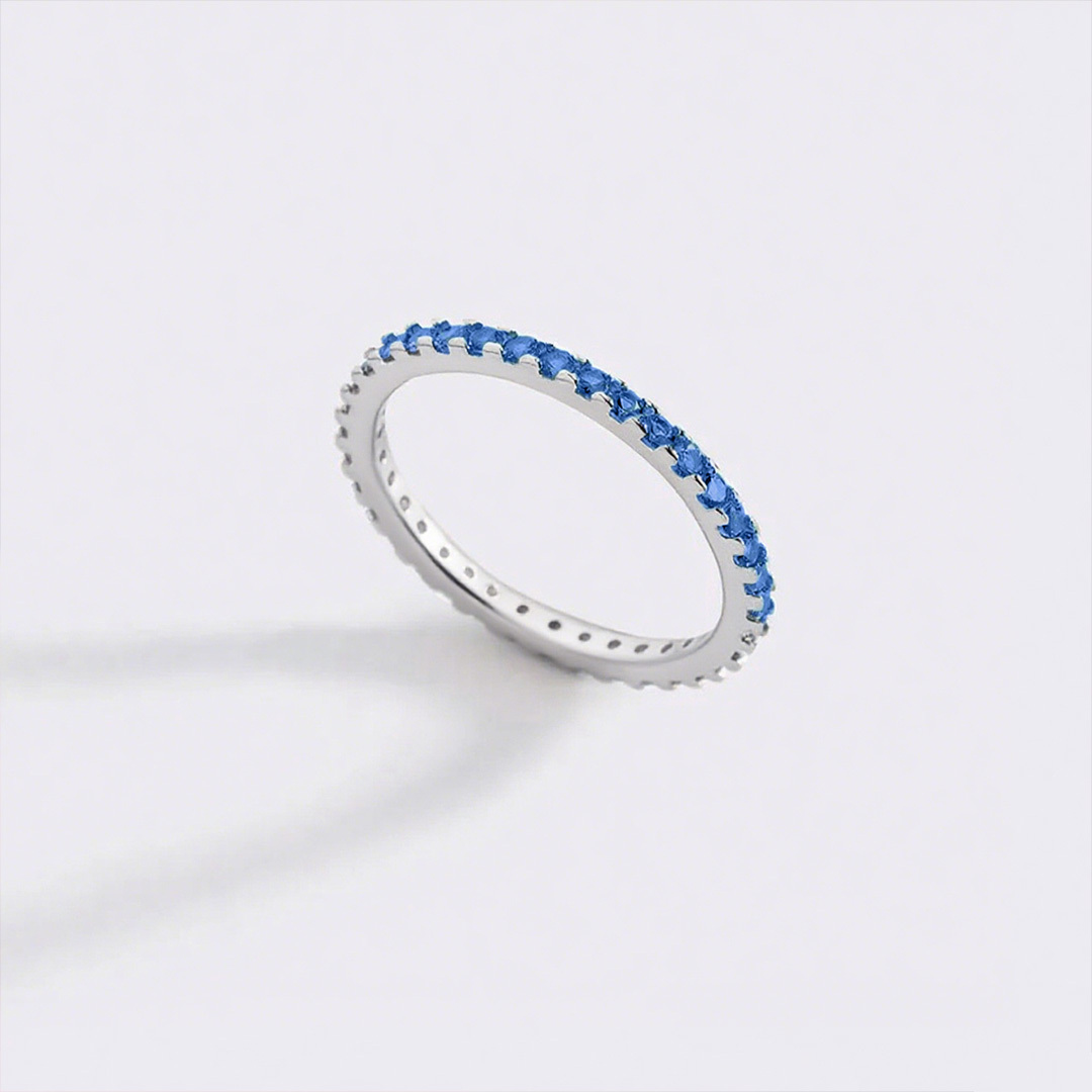 Blue Crushed Crystal Circle Ring