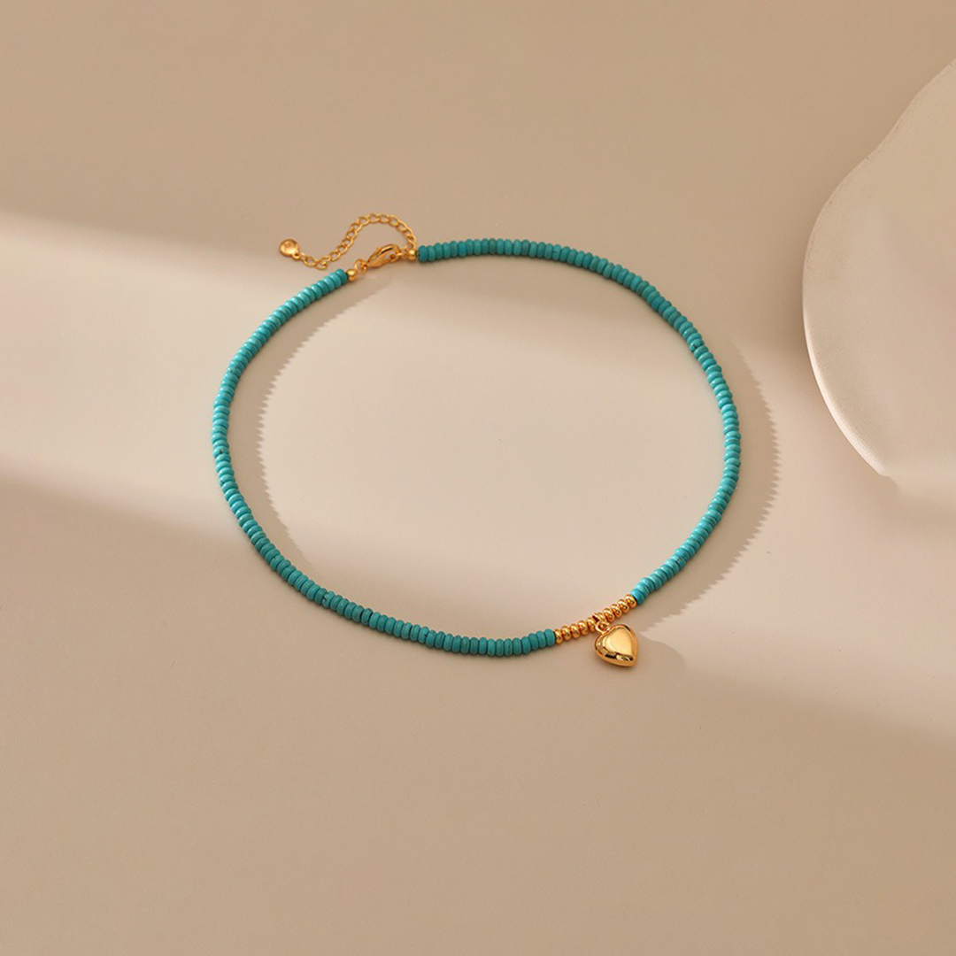 To My Granddaughter-Always keep me in your heart Turquoise Heart Necklace