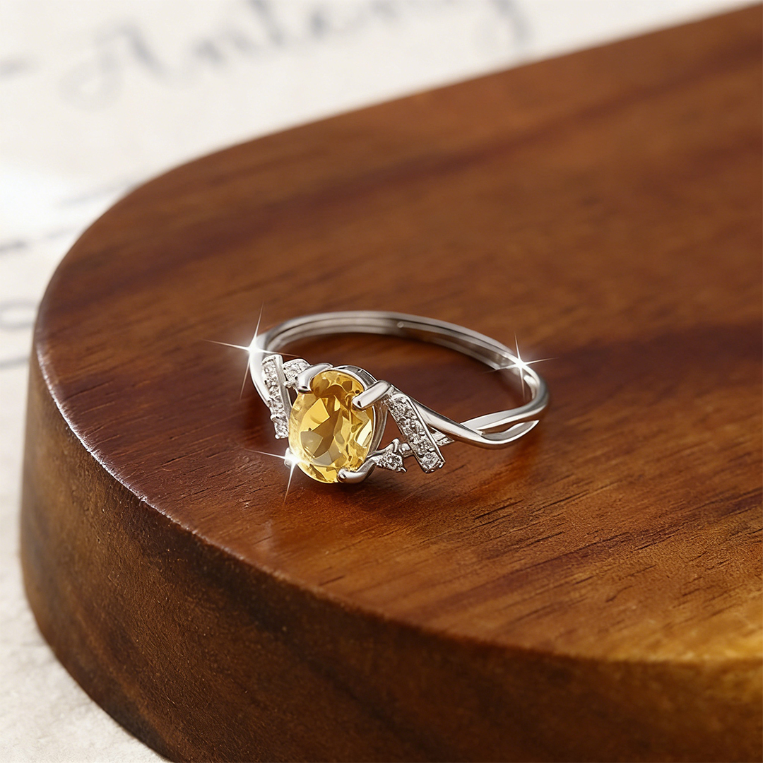 Endometriosis Awareness-Parallel Citrine Adjustable Ring