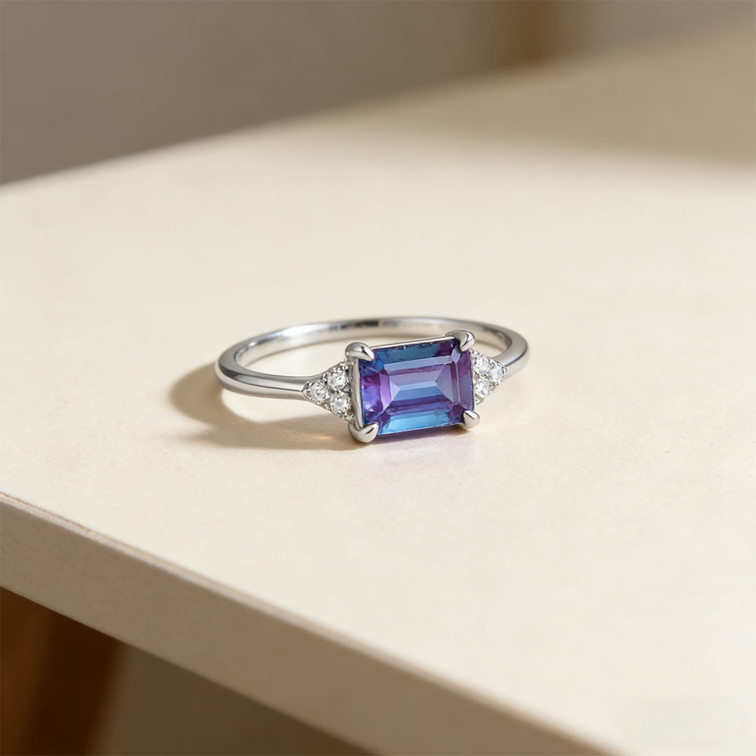 Colorectal Cancer Awareness-Blue Square Diamond Ring
