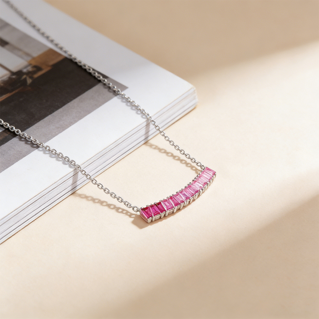 Breast Cancer Awareness-Pink Gradient Smiley Necklace