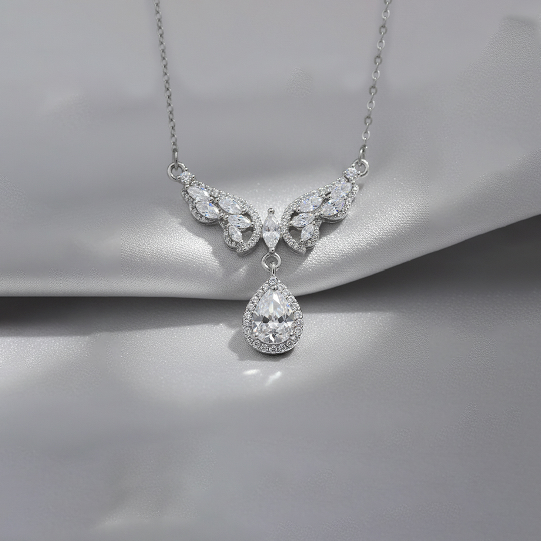 Wing Teardrop Pendant Necklace