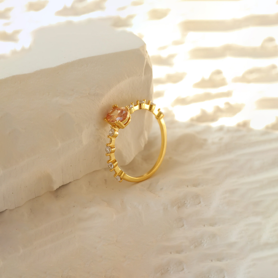 Multiple Sclerosis Awareness-Orange Three Stone Diamond Ring