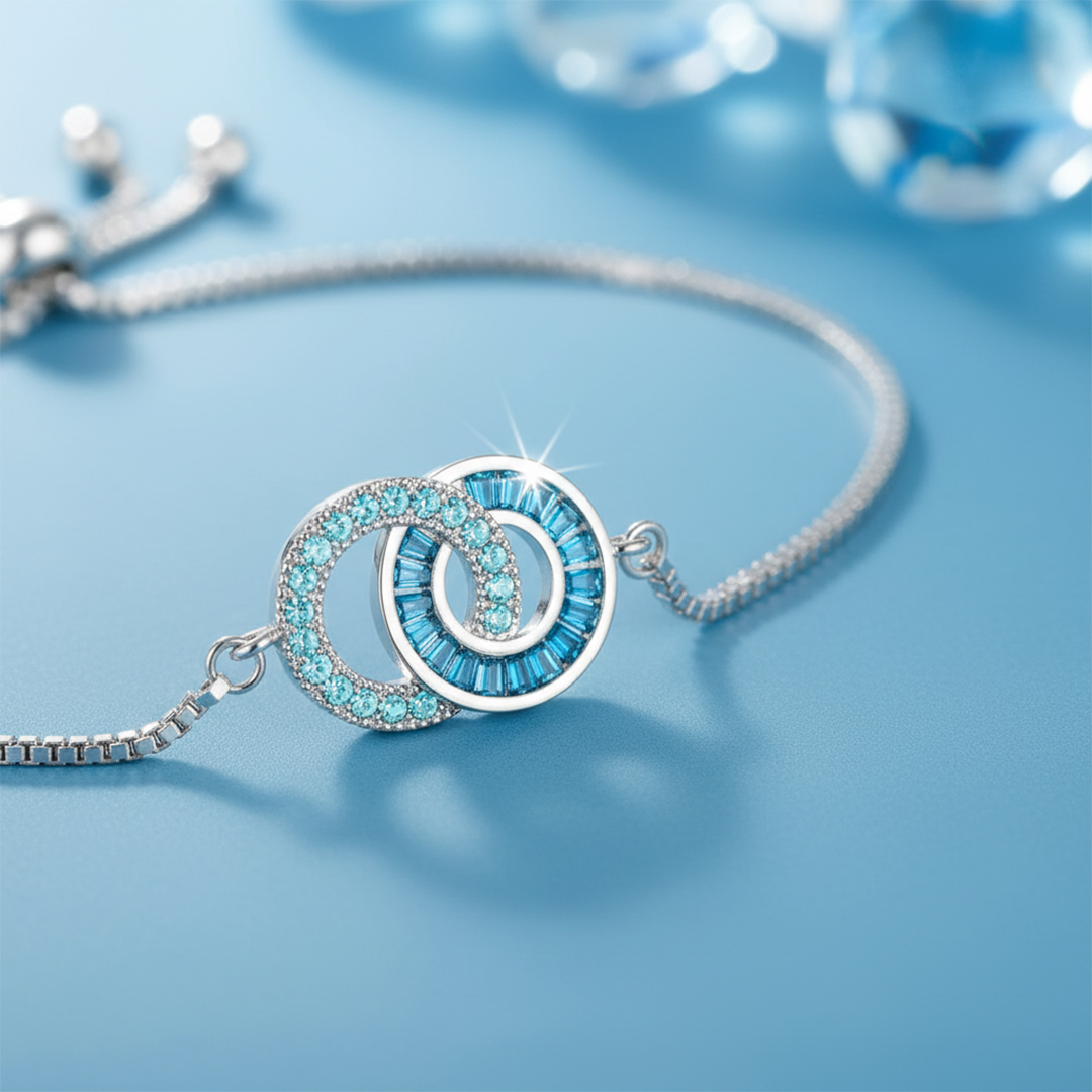 Mother & Daughter Customized Birthstones Circle Bracelet