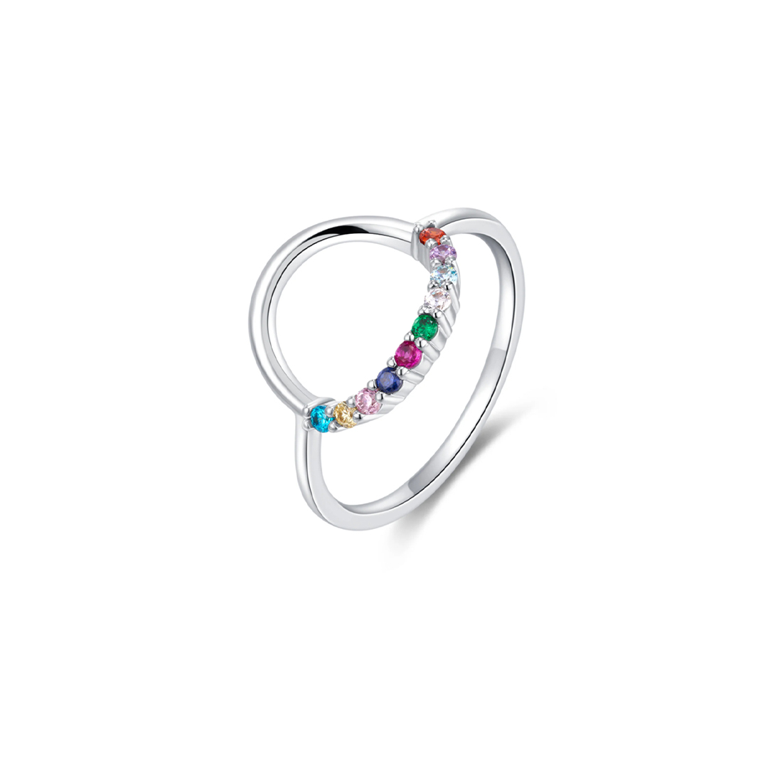 For Mom/Grandma - Customized 1-10 Family Birthstones Reunion Circle Women Ring