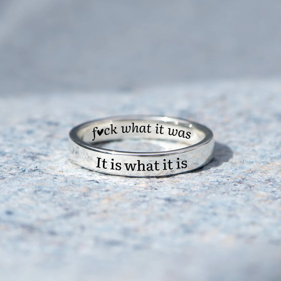Fuck the Past Circle Engraved Ring