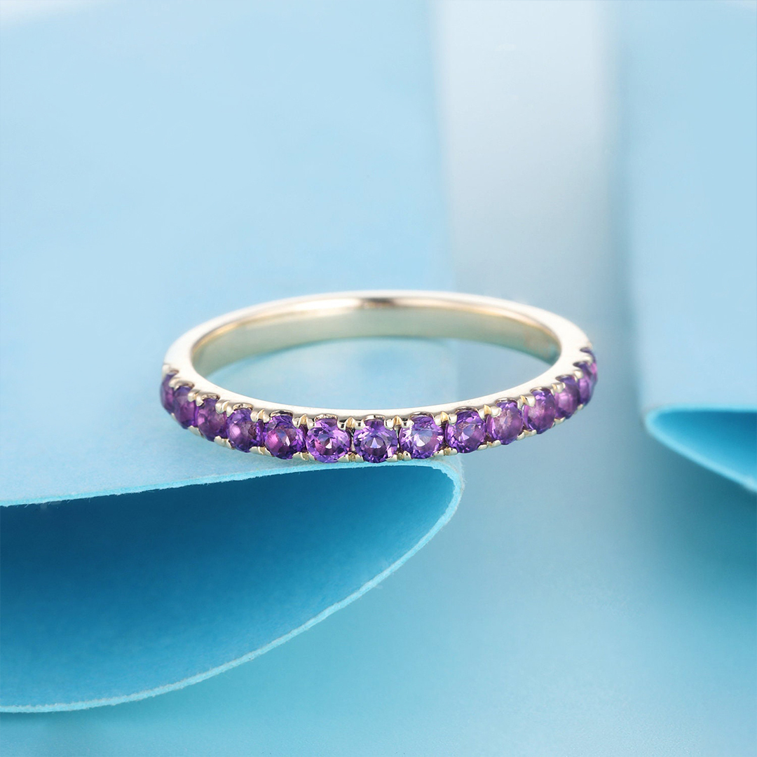 Alzheimer Dementia Awareness Gift Purple Half Eternity Ring