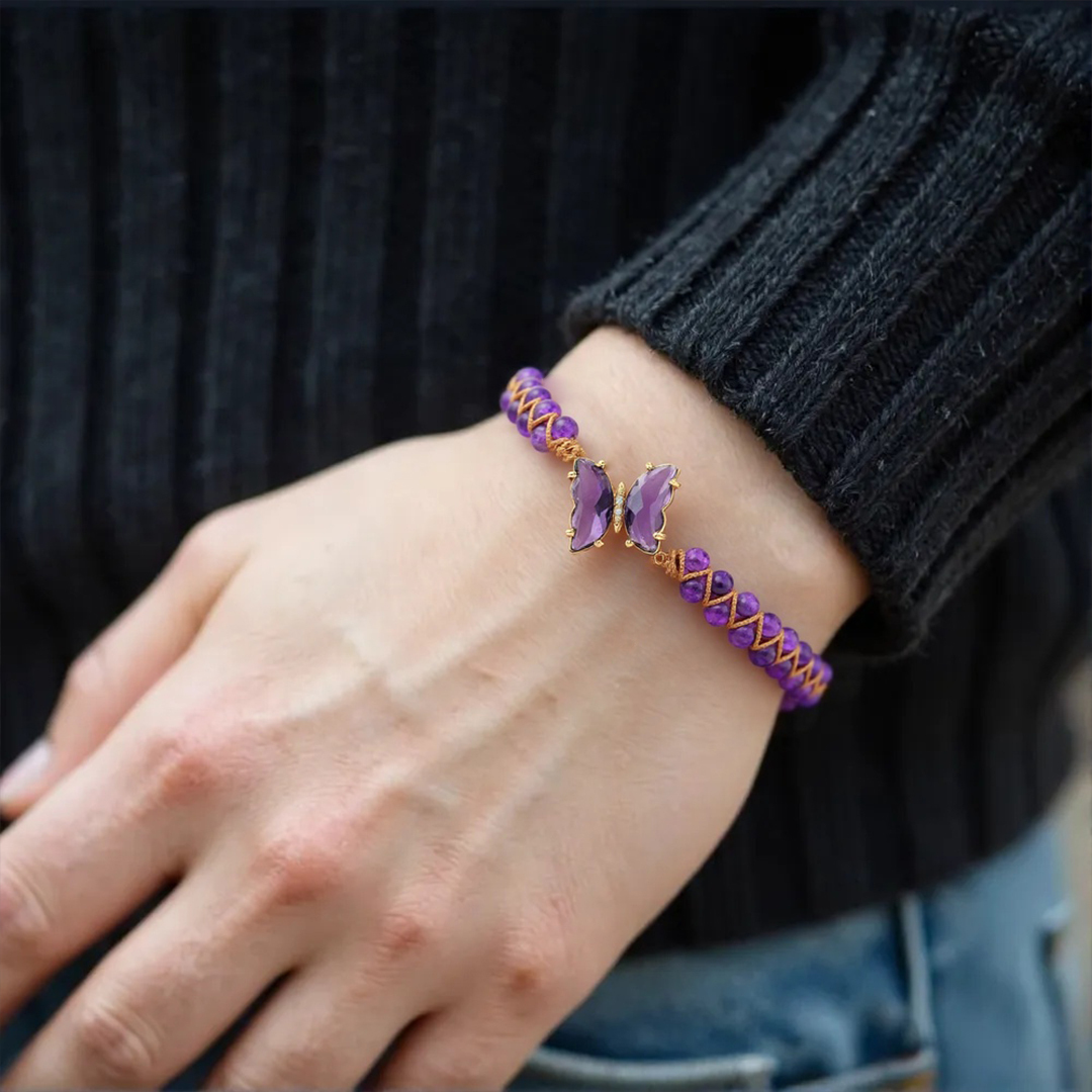 Alzheimer Dementia Awareness Butterfly Crystal Bracelet