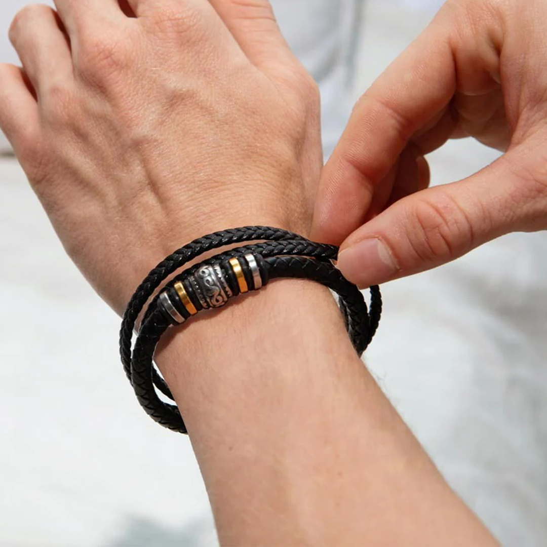 Dog Memorial Gift for Grieving Dog Dad: A leather bracelet to comfort and honor his beloved dog in heaven.