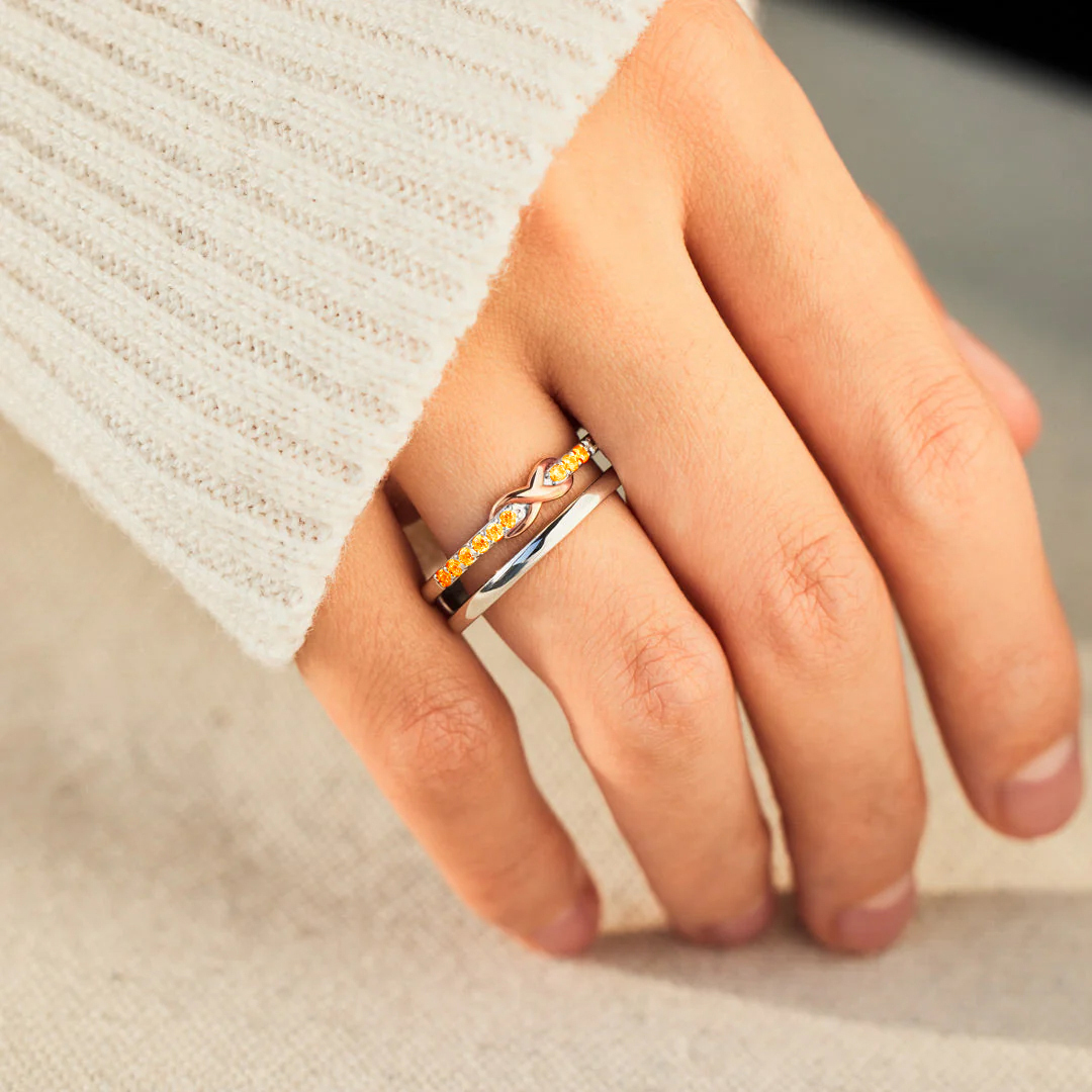 Multiple Sclerosis Awareness Orange Infinity Ring