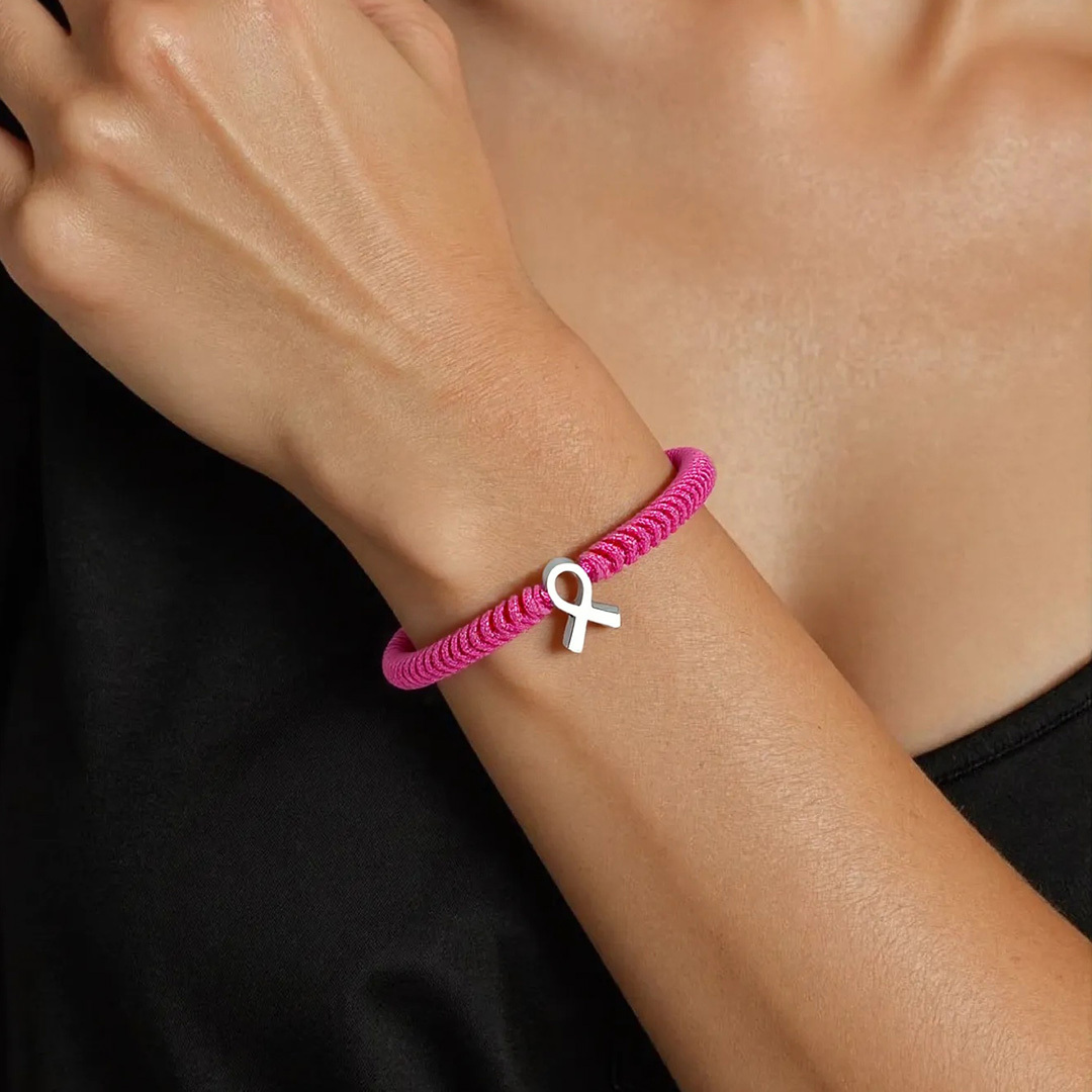 Breast Cancer Awareness Pink Ribbon Bangle Bracelets