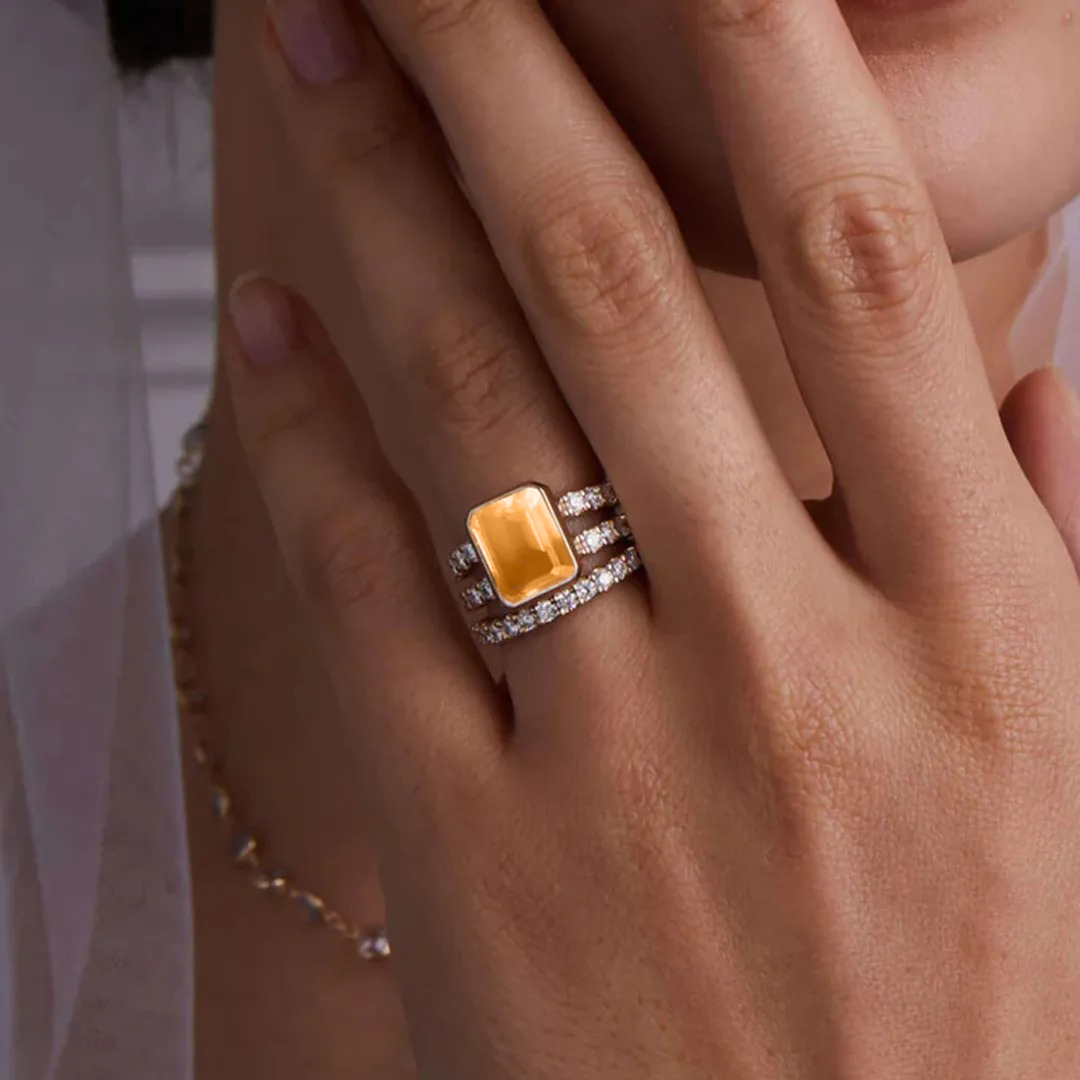 Multiple Sclerosis Awareness-Orange Quartz Ring