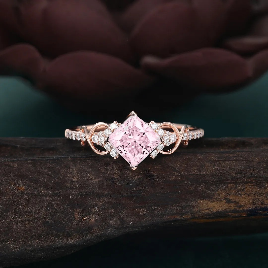 Breast Cancer Awareness-It is ok to not be ok Cut Moissanite Ring