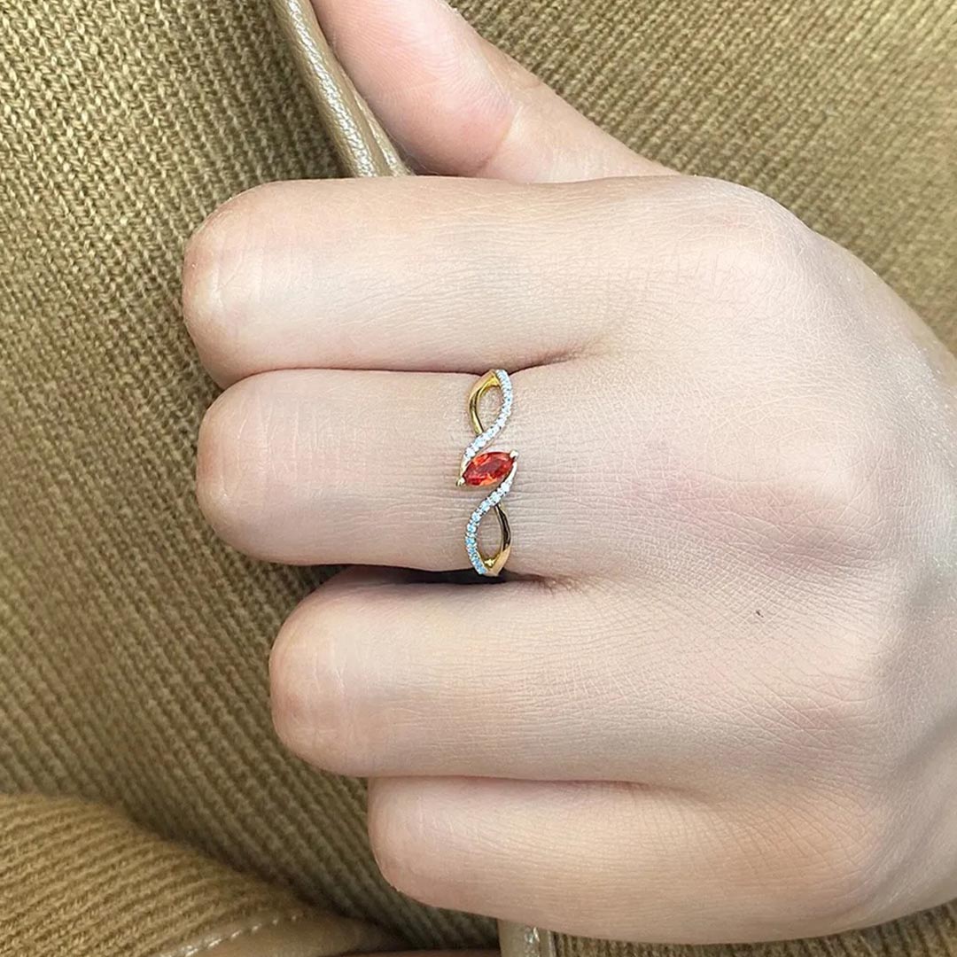 DIABETES AWARENESS-Infinity Red and Blue Diamond Ring