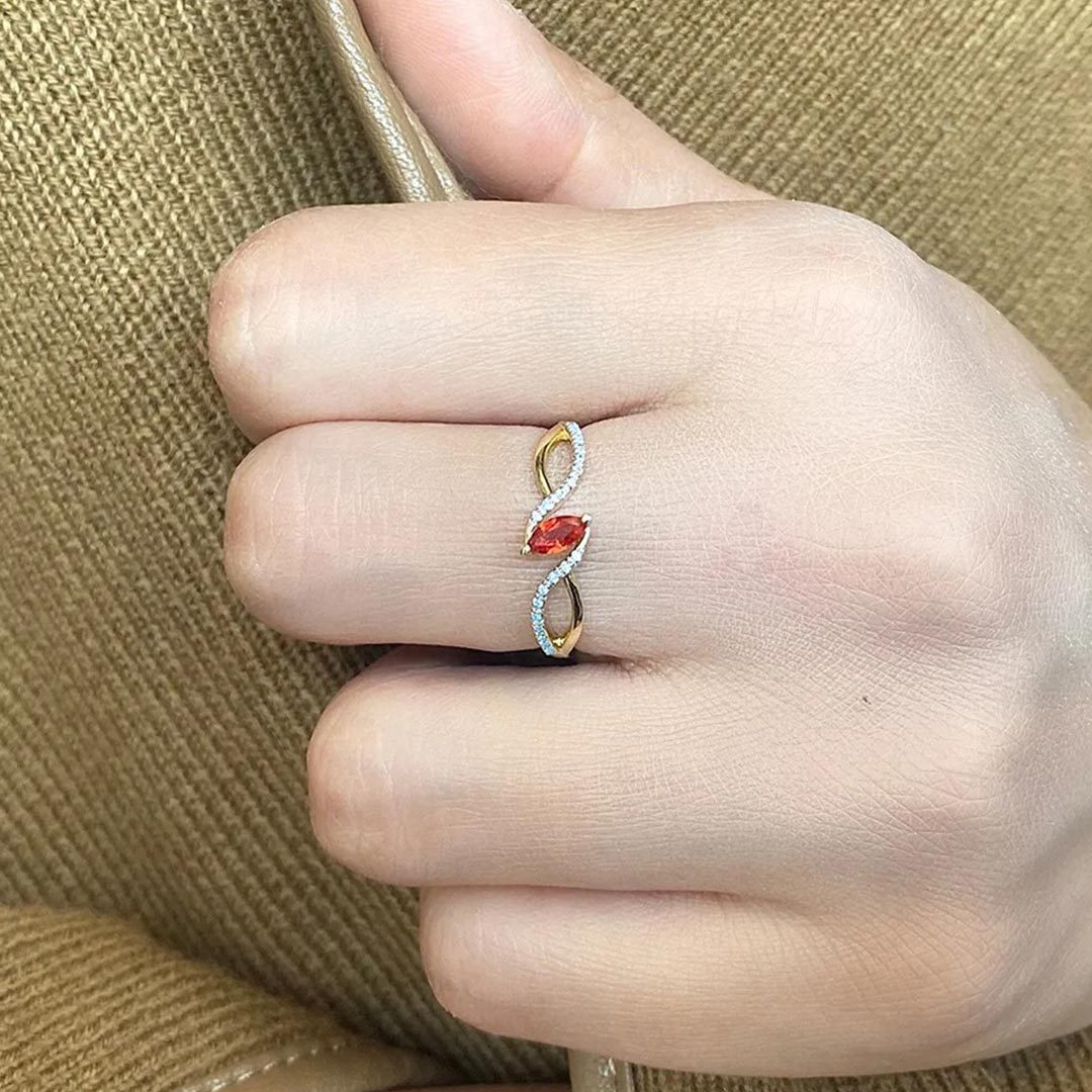 DIABETES AWARENESS-Infinity Red and Blue Diamond Ring