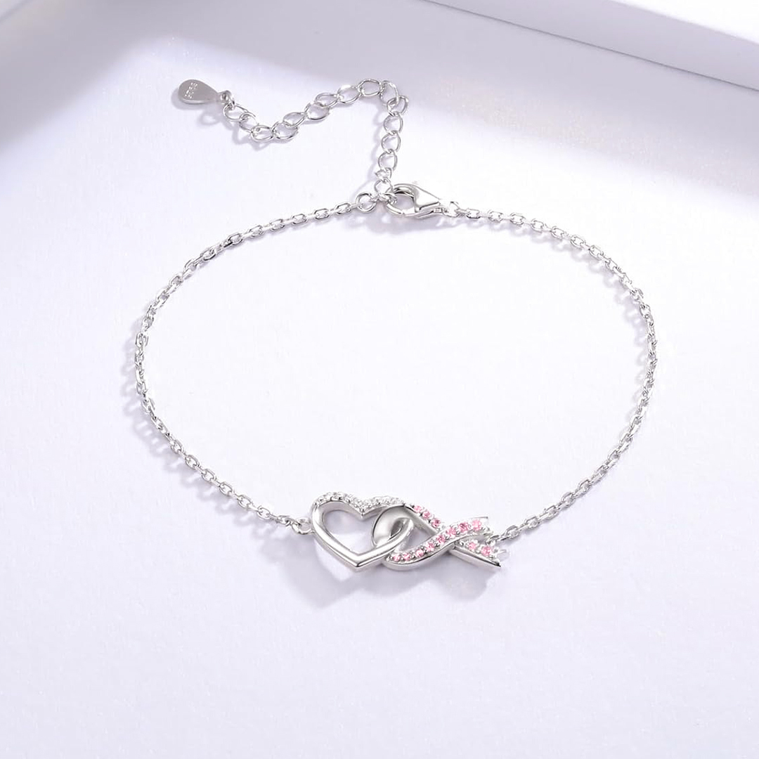 Breast Cancer Awareness Love Pink Ribbon Bracelet