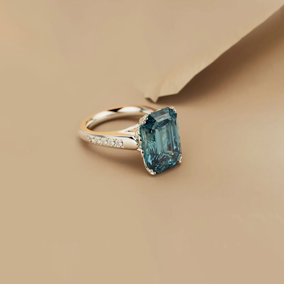 A self-Reminder You are still enough-Emerald-Cut Sculpted Ring 