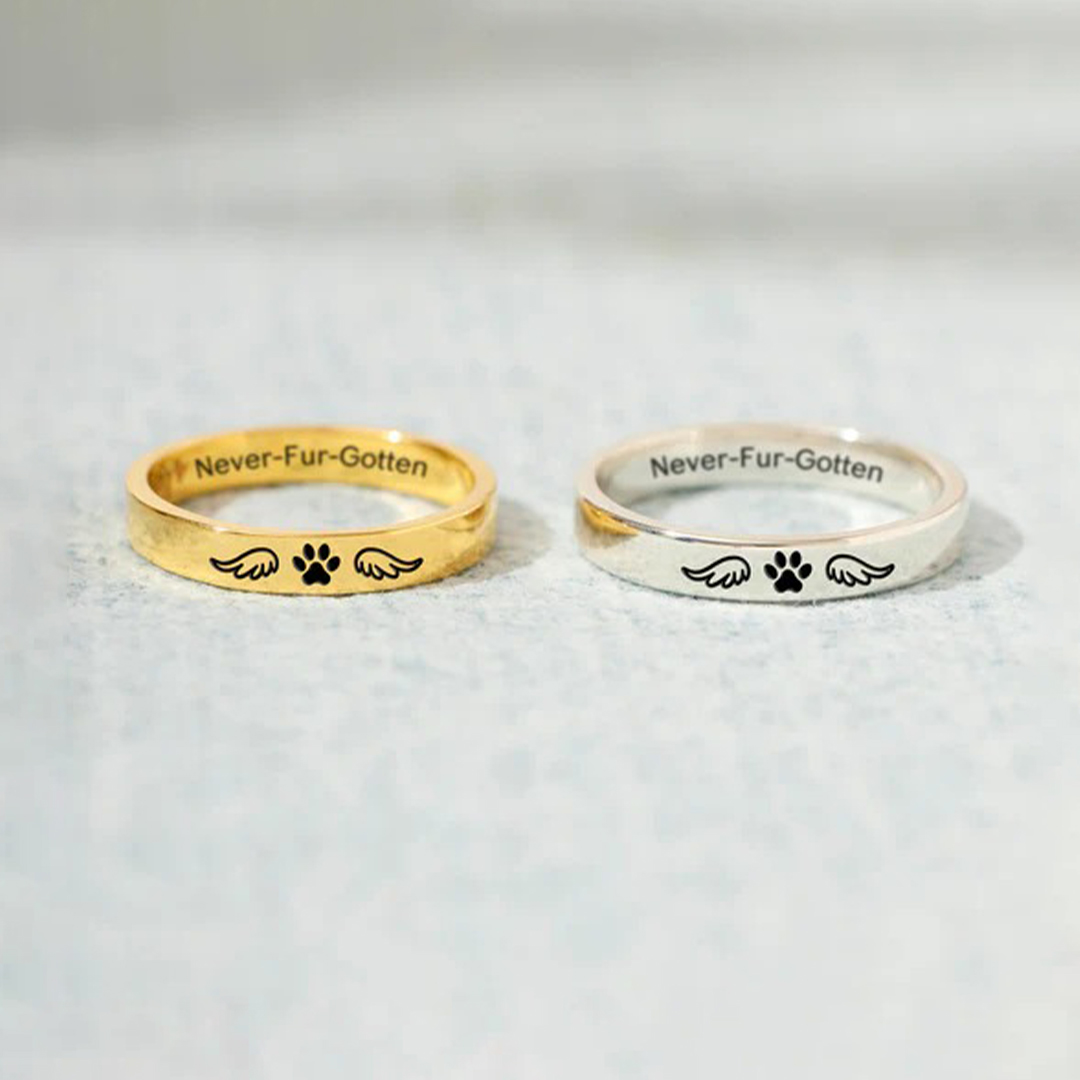 To My Furbaby in Heaven -Paw Print Wings Circle Ring