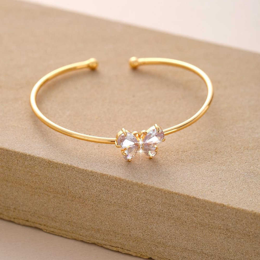 For memorial-Crystal Butterfly Open Bracelet