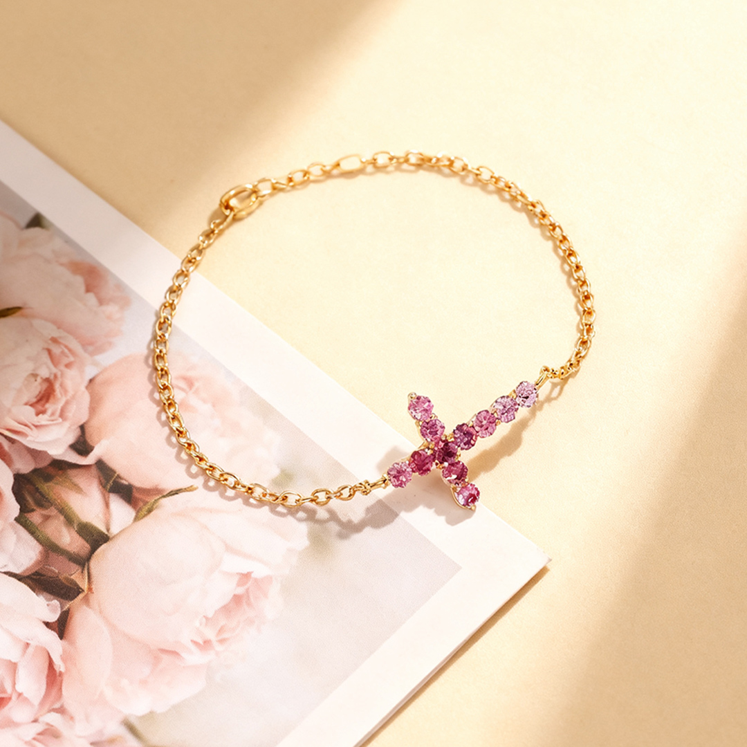 Breast Cancer Awareness-Pink Cross Bracelet