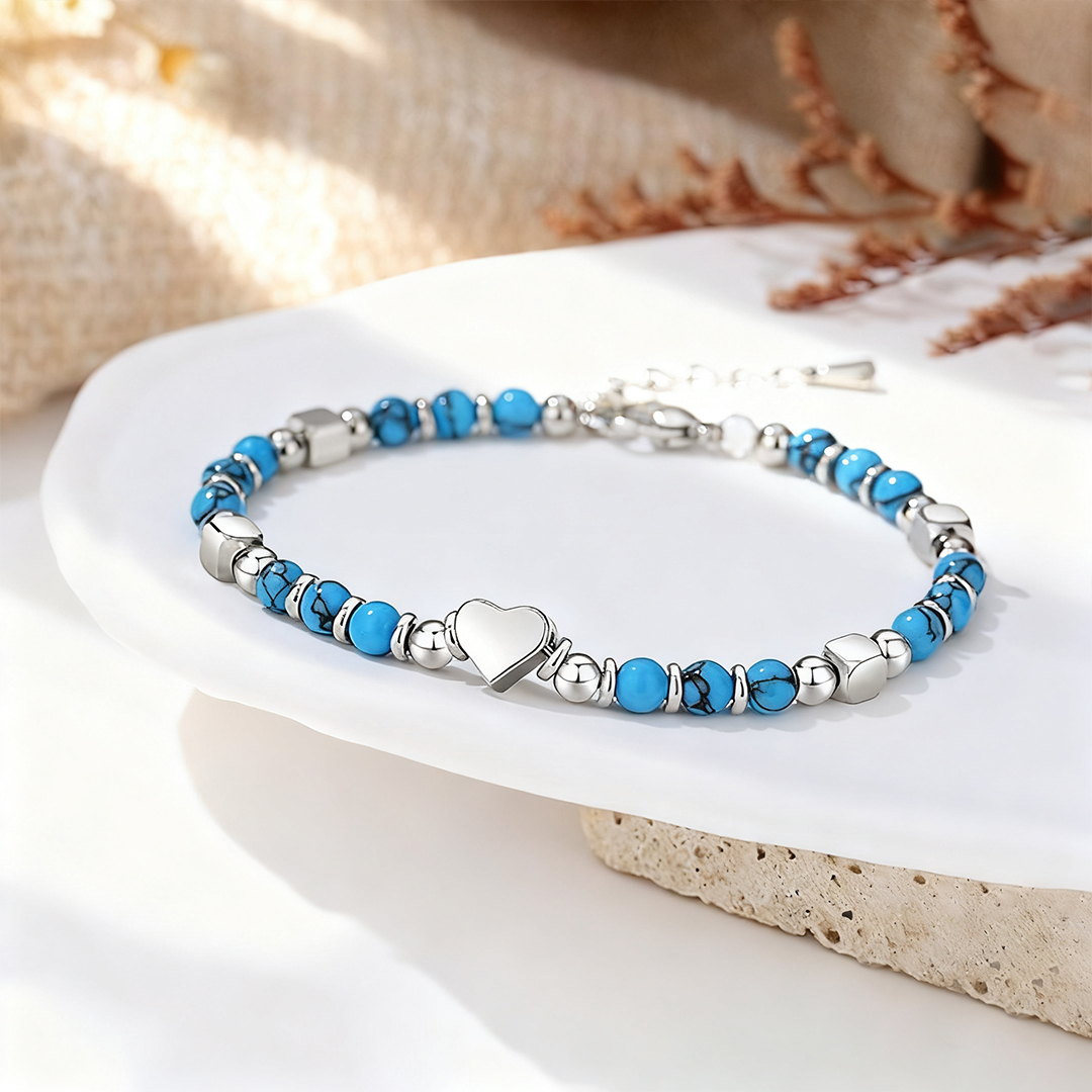 To My Granddaughter-Turquoise Heart Bracelet