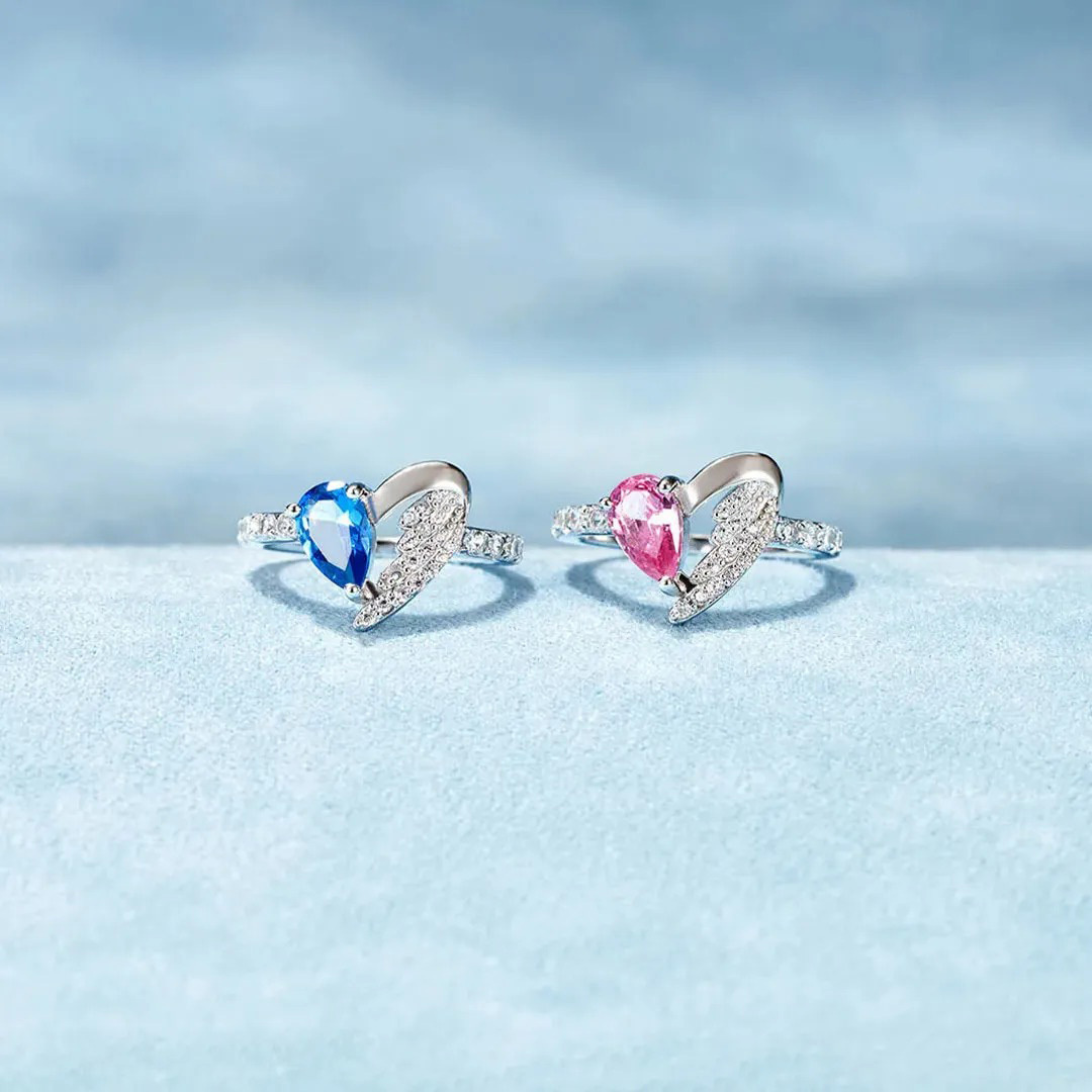 For Memorial - I  a wife to a husband with wings Heart Wings Ring