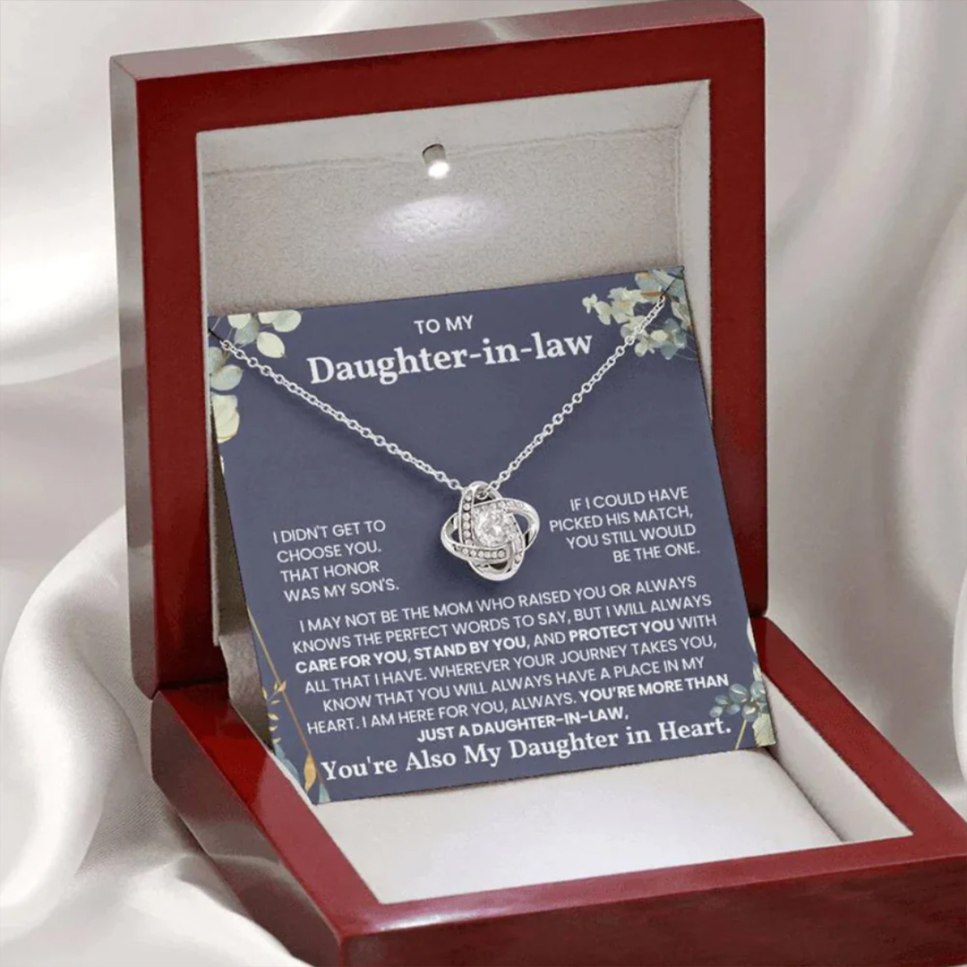 To My Daughter-in-Heart– Always Here for You Love Knot Necklace