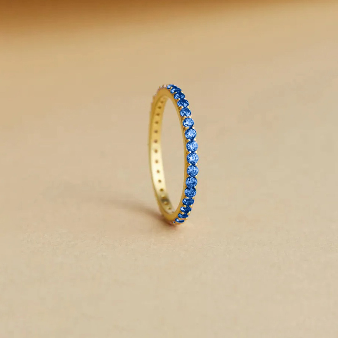 Blue Crushed Crystal Circle Ring