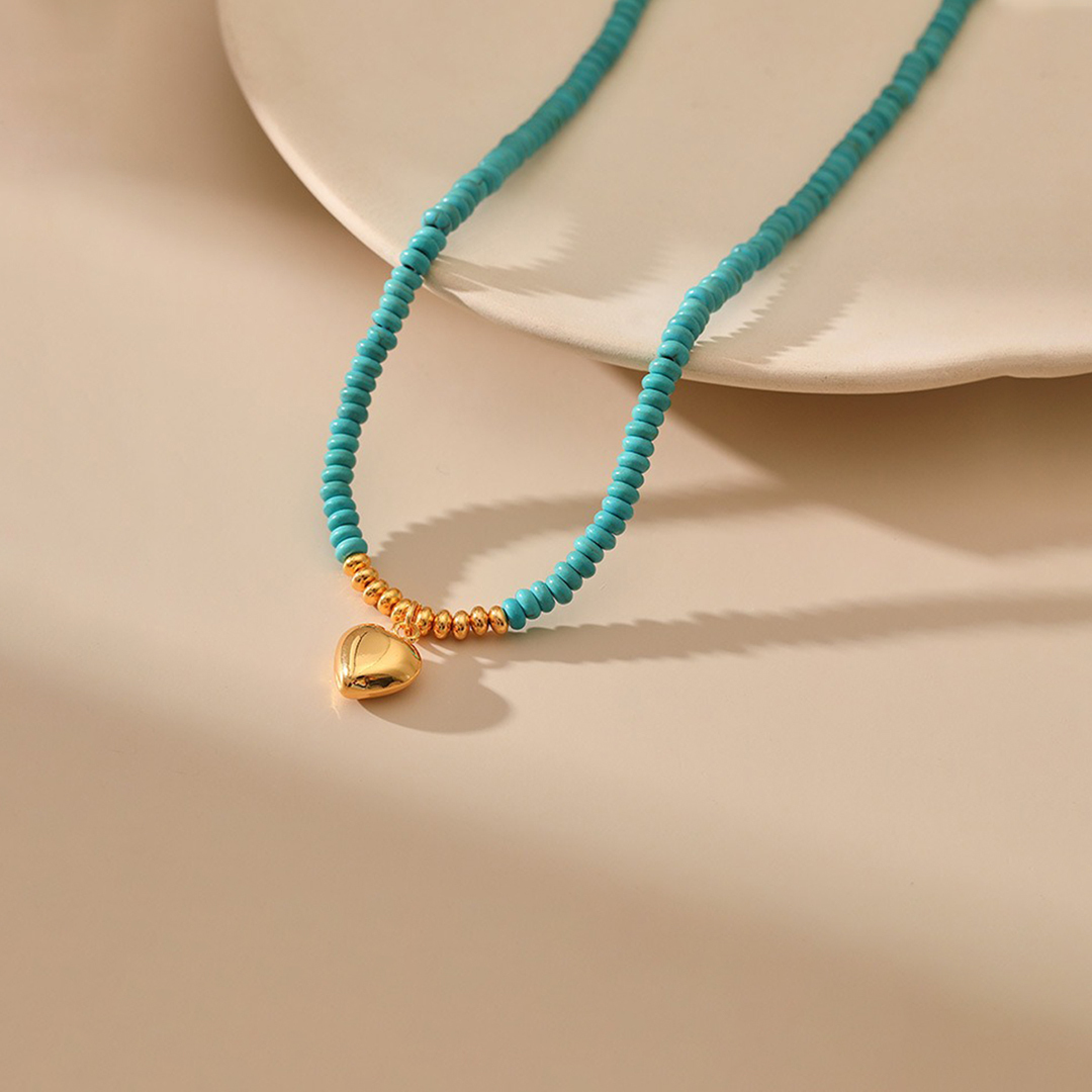 To My Granddaughter-Always keep me in your heart Turquoise Heart Necklace