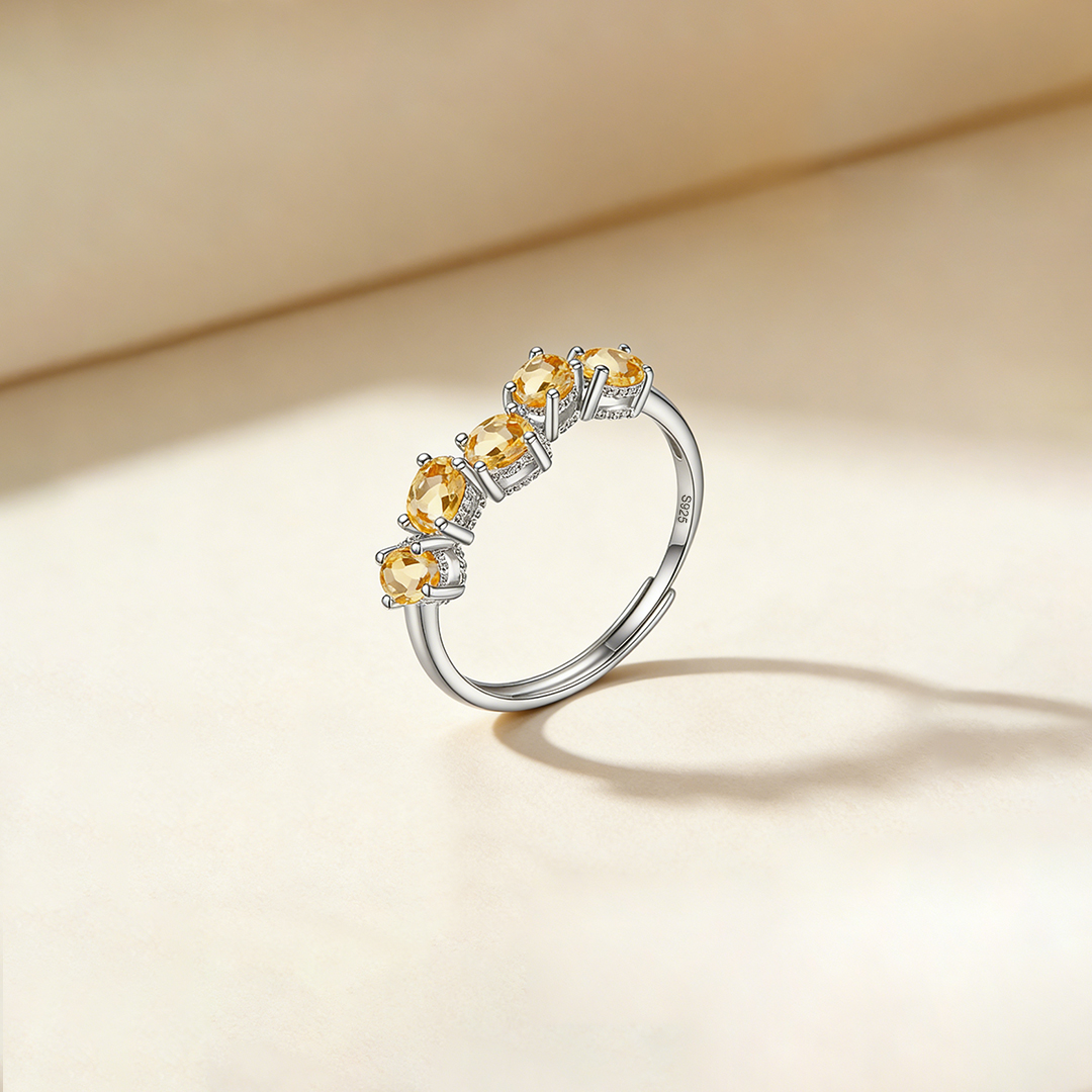 Endometriosis Awareness Yellow Diamond Adjustable Ring