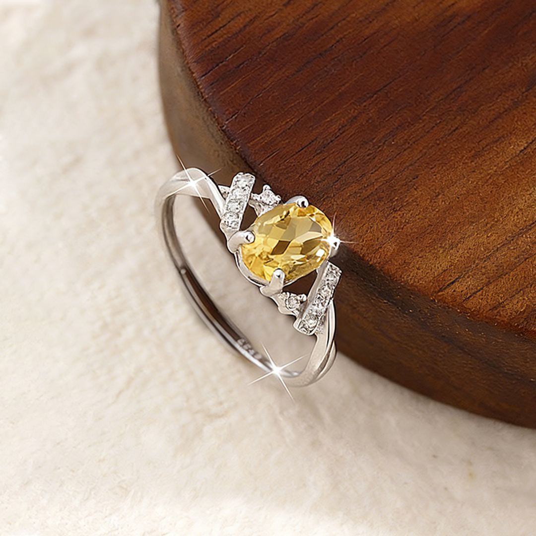 Endometriosis Awareness-Parallel Citrine Adjustable Ring