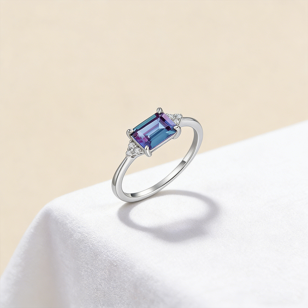 Colorectal Cancer Awareness-Blue Square Diamond Ring