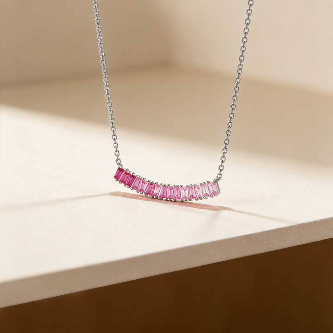 Breast Cancer Awareness-Pink Gradient Smiley Necklace