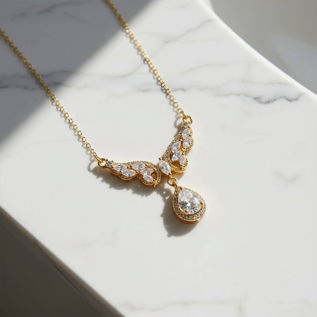 Wing Teardrop Pendant Necklace