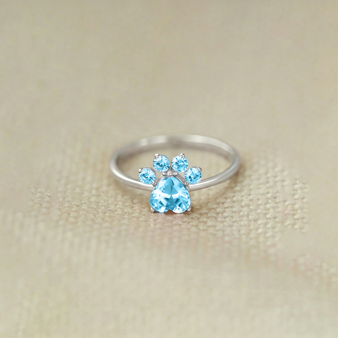 Full Diamond Paw Print Slim Ring