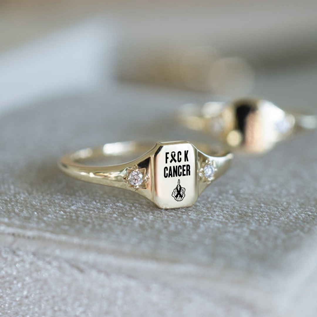 S925 FUCK Cancer Warrior Ring